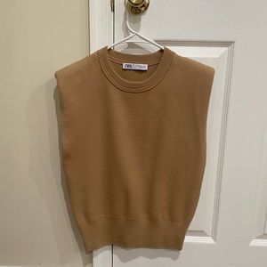 beige zara vest